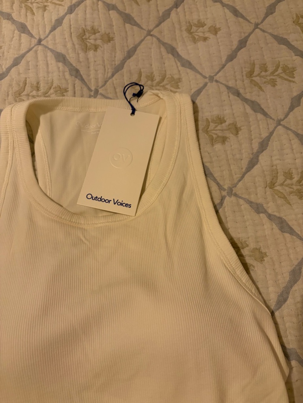 Outdoor Voices Ivory Ribbed Tank